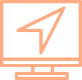Icon of a computer with navigation arrow